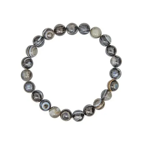 bracelet agate zonee noire pierres boules 8mm