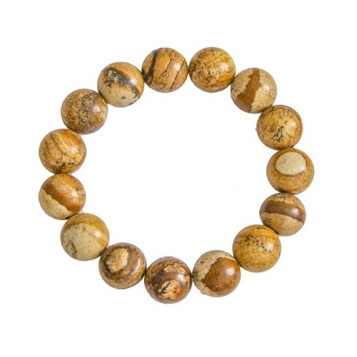 bracelet jaspe paysage pierres boules 12mm