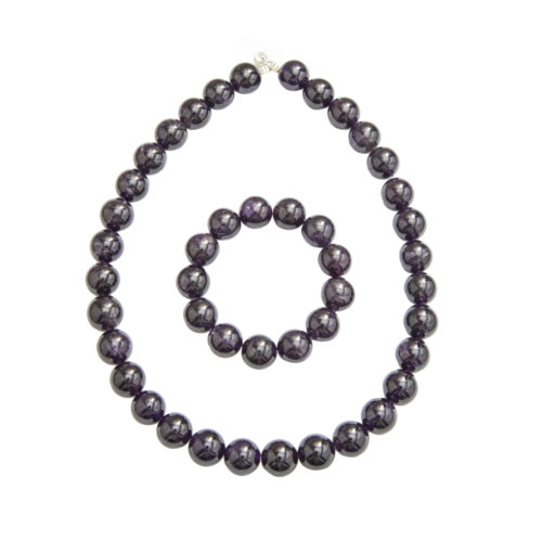parure améthyste pierres boules 14mm