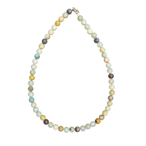 collier amazonite multicolore pierres boules 8mm