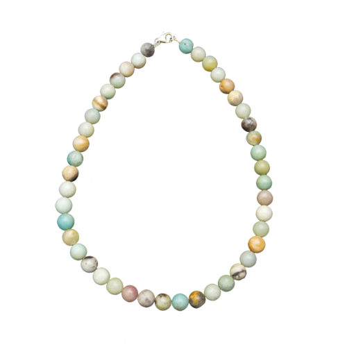 collier amazonite multicolore pierres boules 10mm