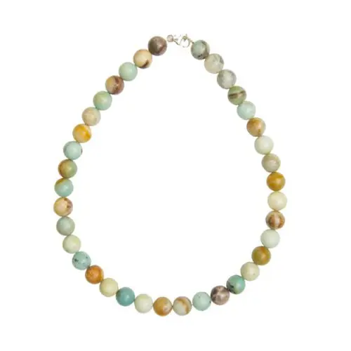 collier amazonite multicolore pierres boules 12mm