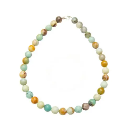 collier amazonite multicolore pierres boules 12mm
