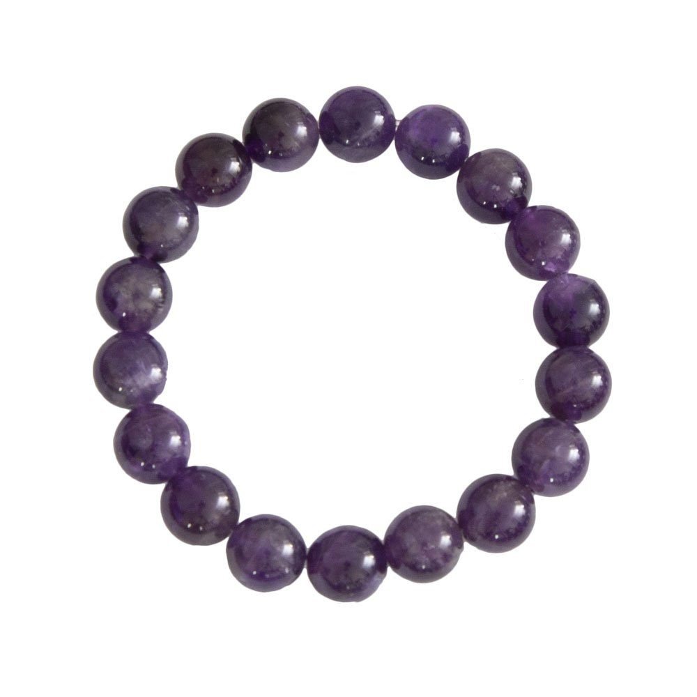 bracelet améthyste pierres boules 10mm