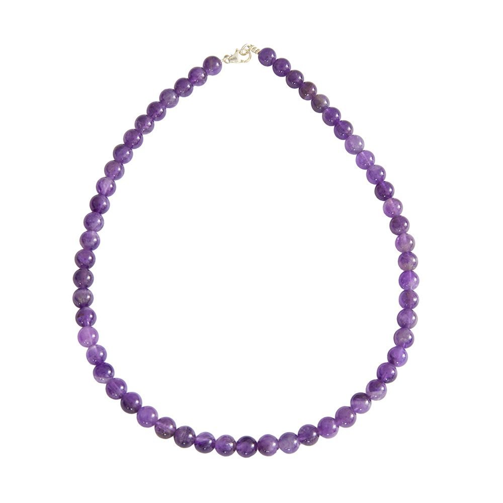 collier améthyste pierres boules 8mm