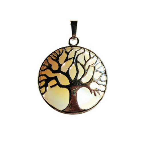 pendentif opale blanche arbre de vie