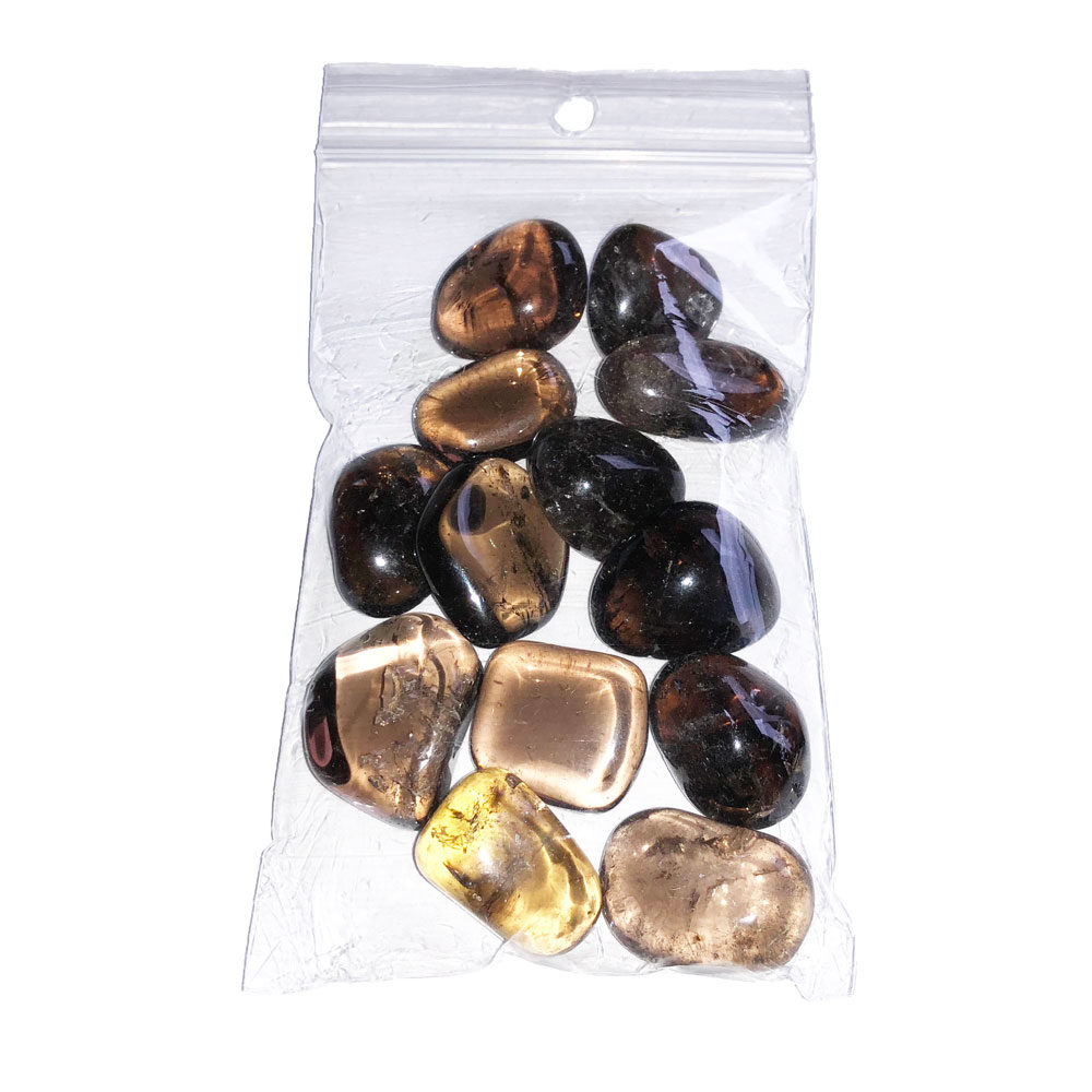 bolsa de piedras rodadas cuarzo ahumado 250grs