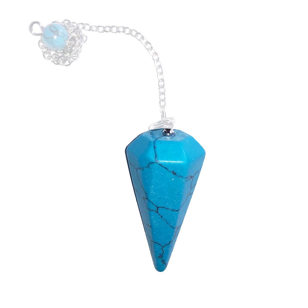 péndulo howlita azul hexagonal