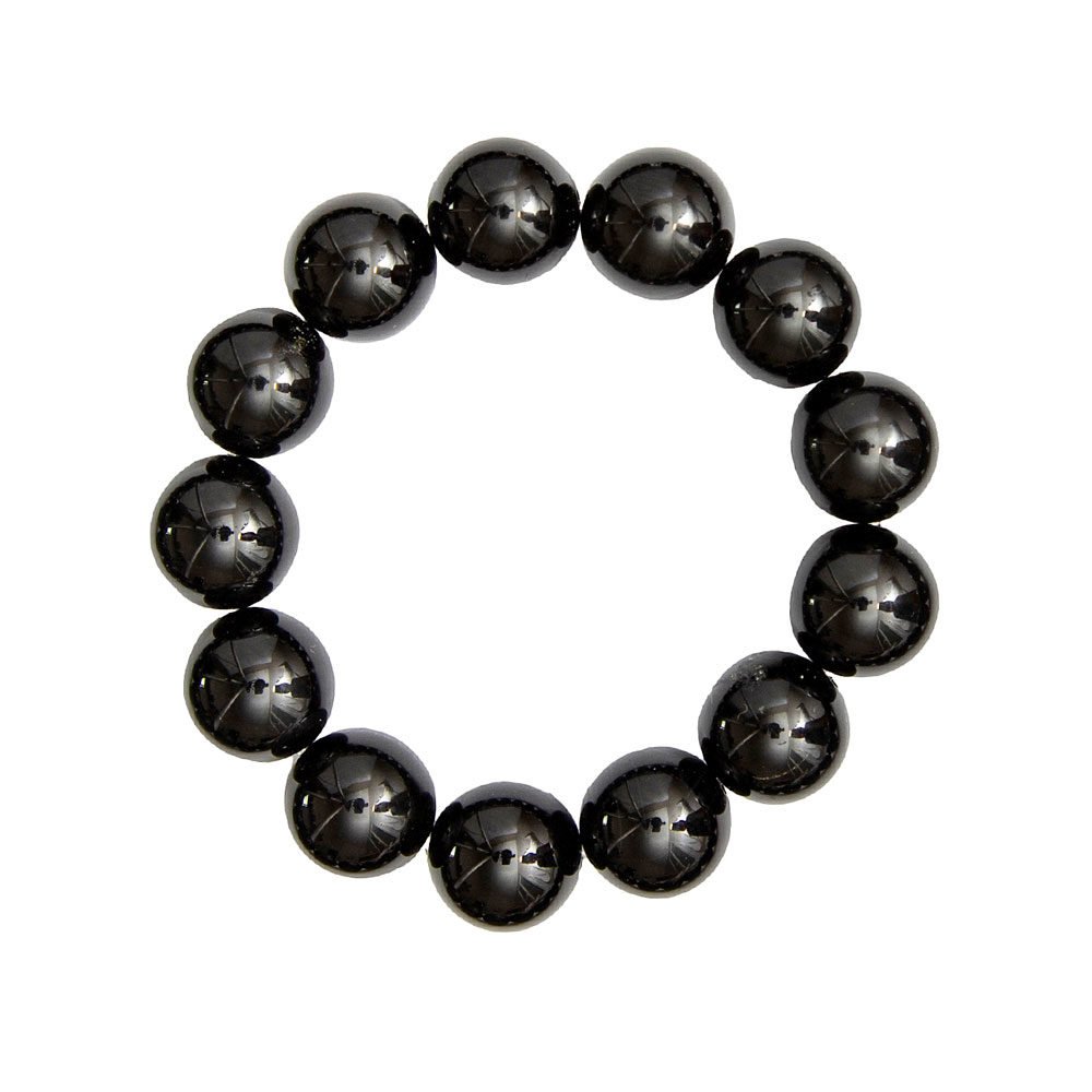 pulsera agata negra piedras bolas 14mm