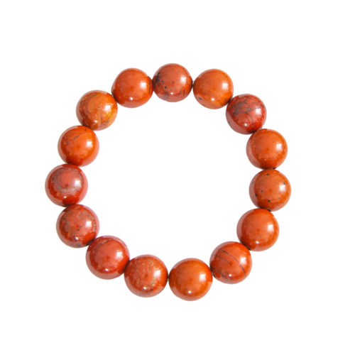bracelet jaspe rouge pierres boules 12mm