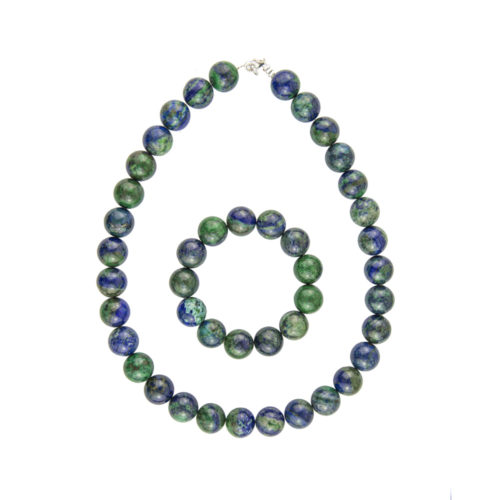 parure chrysocolle pierres boules 14mm