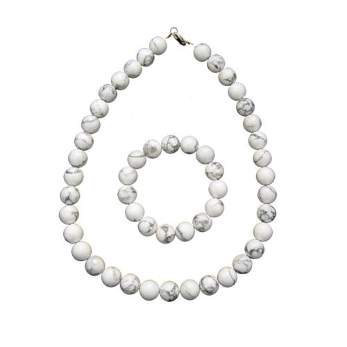 parure howlite pierres boules 12mm