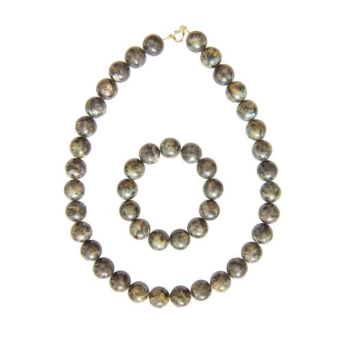 parure labradorite avec inclusions pierres boules 14mm