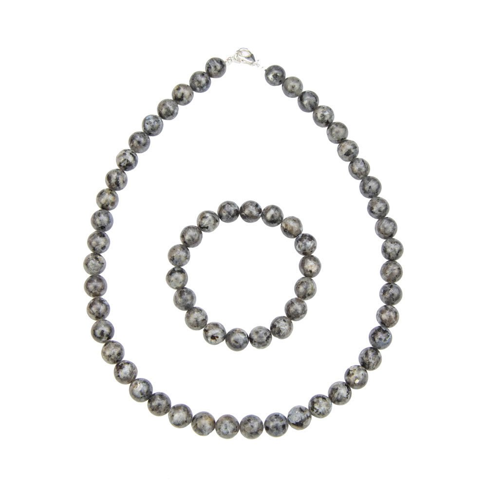parure labradorite avec inclusions pierres boules 10mm