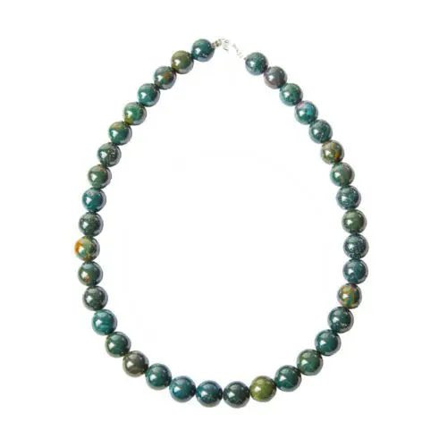 collier jaspe héliotrope pierres boules 12mm