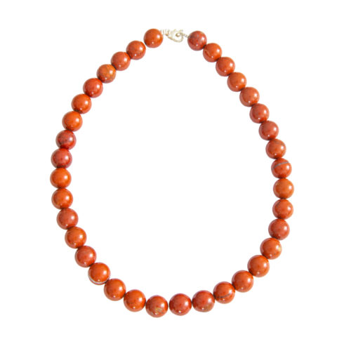 collier jaspe rouge pierres boules 12mm