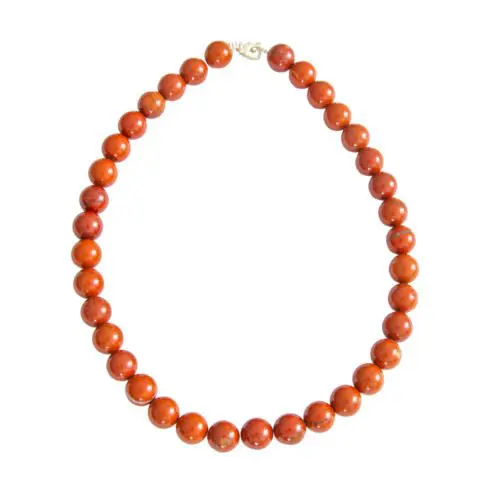 collier jaspe rouge pierres boules 12mm