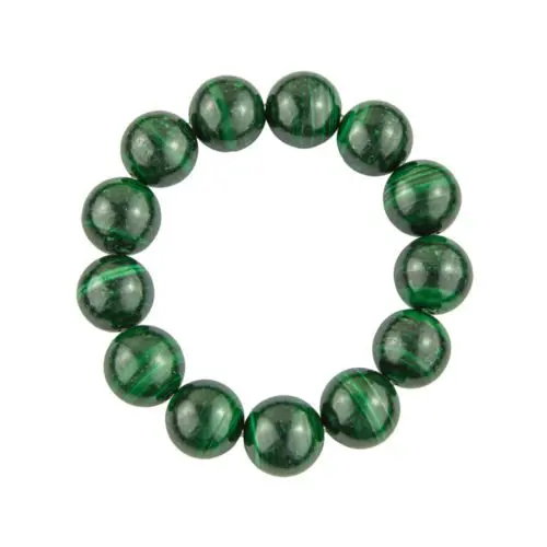 bracelet malachite pierres boules 14mm