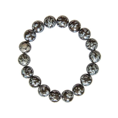 pulsera obsidiana nieve piedras bolas 10mm