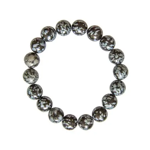 pulsera obsidiana nieve piedras bolas 10mm