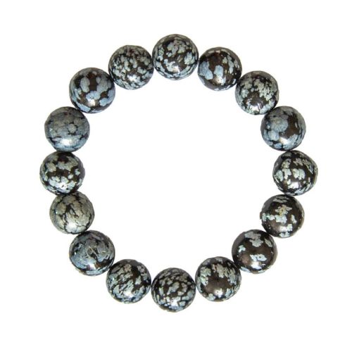pulsera obsidiana nieve piedras bolas 12mm
