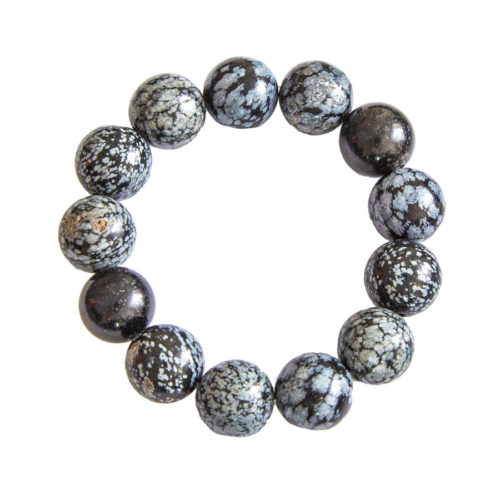 pulsera obsidiana nieve piedras bolas 14mm