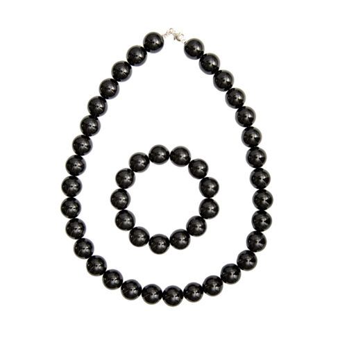 parure obsidienne noire pierres boules 14mm