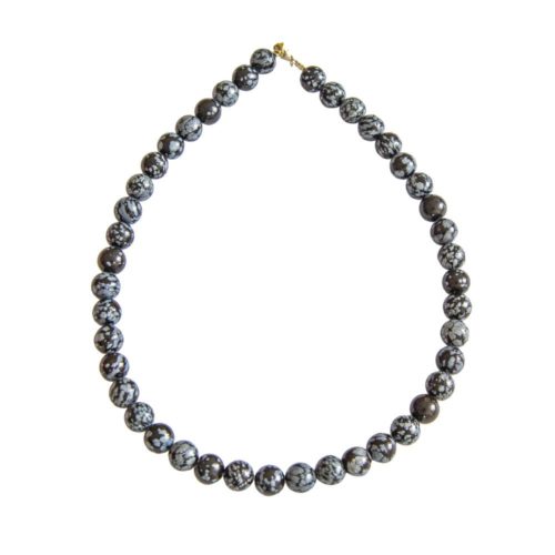 collar obsidiana nieve piedras bolas 10mm