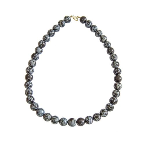 collar obsidiana copo de nieve piedras bolas 12mm