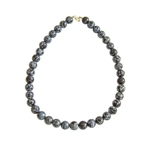 collar obsidiana copo de nieve piedras bolas 12mm