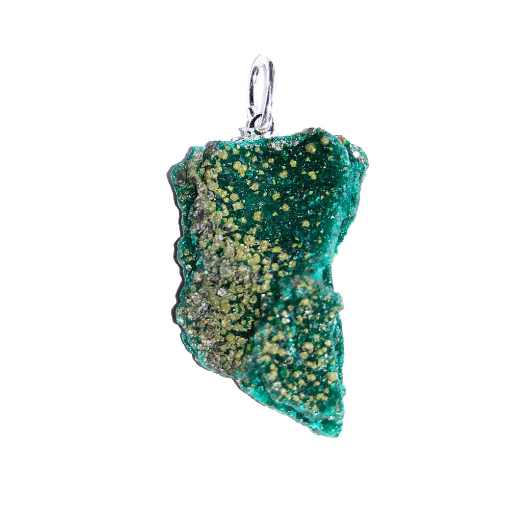 colgante dioptasa piedra bruta