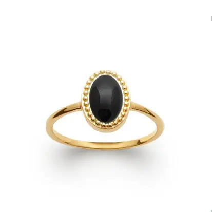 bague agate noire plaqué or 750
