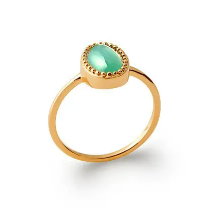 bague aventurine plaqué or 750