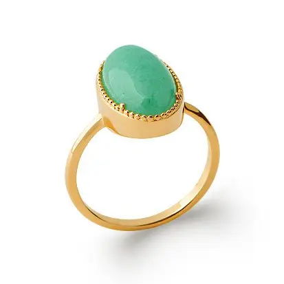 bague aventurine plaqué or 750
