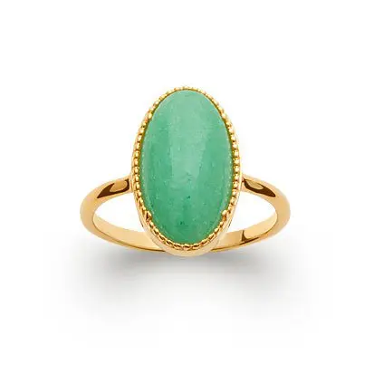 bague aventurine plaqué or 750
