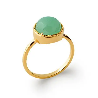 bague aventurine plaqué or 750