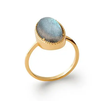 bague labradorite plaqué or 750