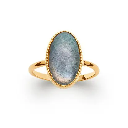 bague labradorite plaqué or 750