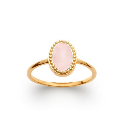 anillo cuarzo rosa chapado en oro 750
