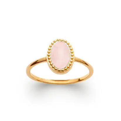 bague quartz rose plaqué or 750