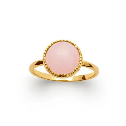 bague quartz rose plaqué or 750