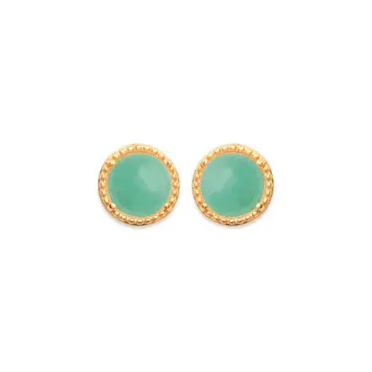 boucle oreille aventurine plaqué or 750
