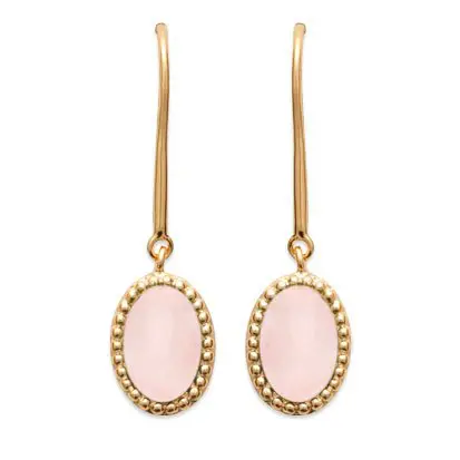 boucles d'oreilles quartz rose plaqué or 750