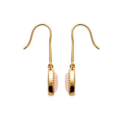 boucles d'oreilles quartz rose plaqué or 750