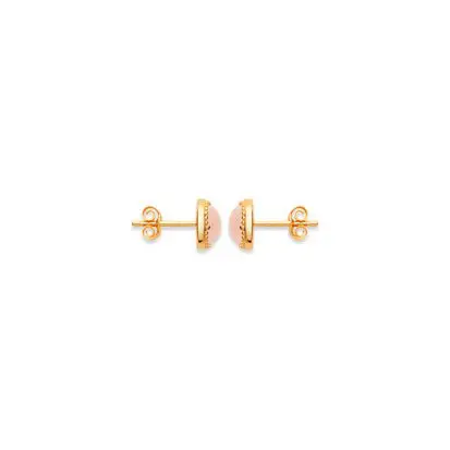 boucles d'oreilles quartz rose plaqué or 750