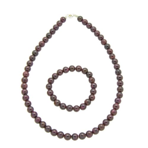 parure grenat pierres boules 8mm