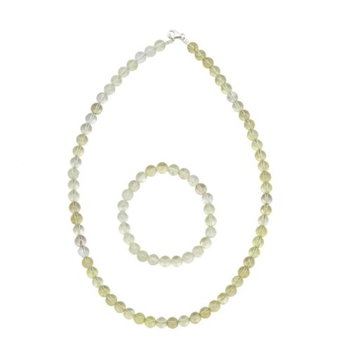 parure topaze citron pierres boules 8mm