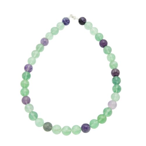 collier fluorite multicolore pierres boules 12mm