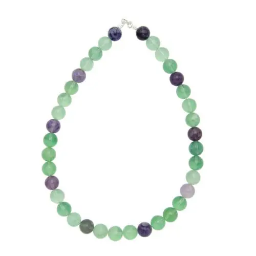 collier fluorite multicolore pierres boules 12mm
