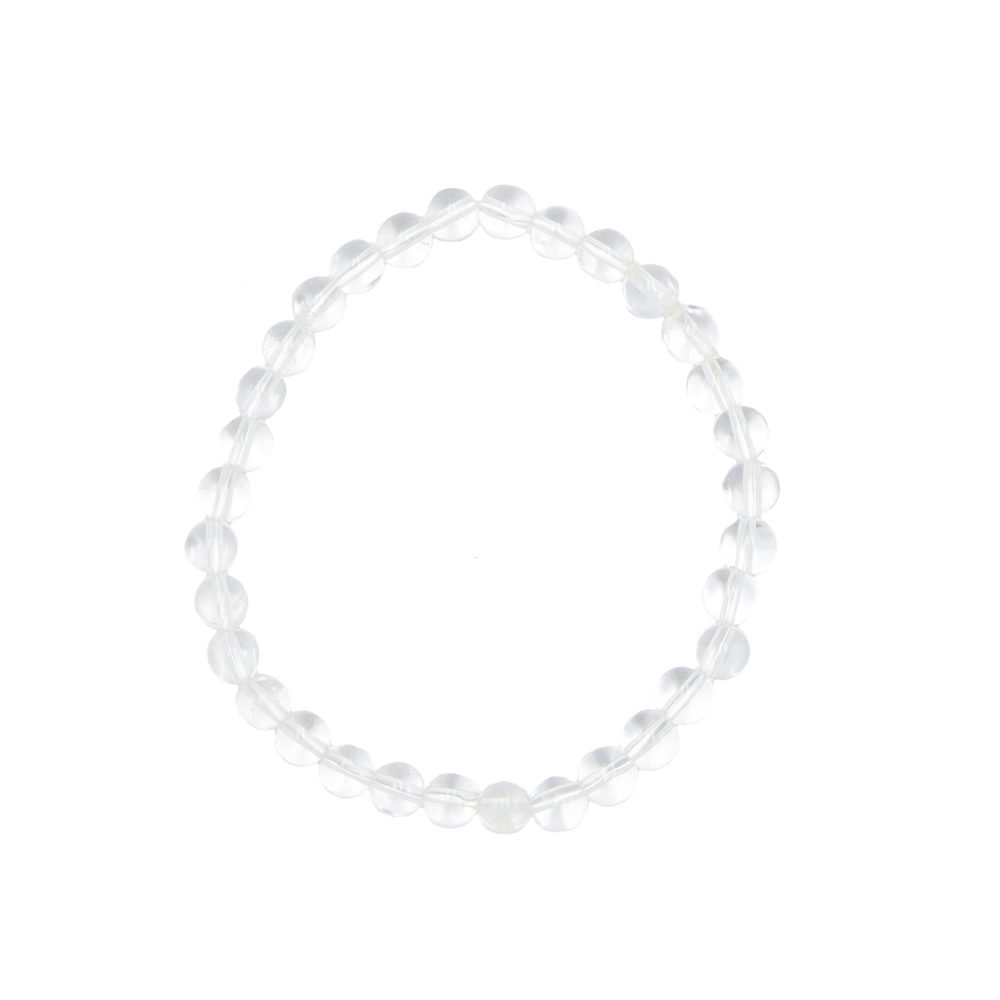 bracelet cristal de roche pierres boules 6mm
